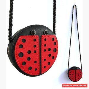 Girls' Ladybug Messenger Bag, Adjustable Shoulder Strap, PU Leather